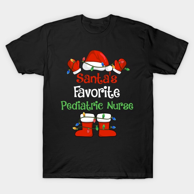 Santa's Favorite Pediatric Nurse Funny Christmas Pajamas T-Shirt by cloverbozic2259lda